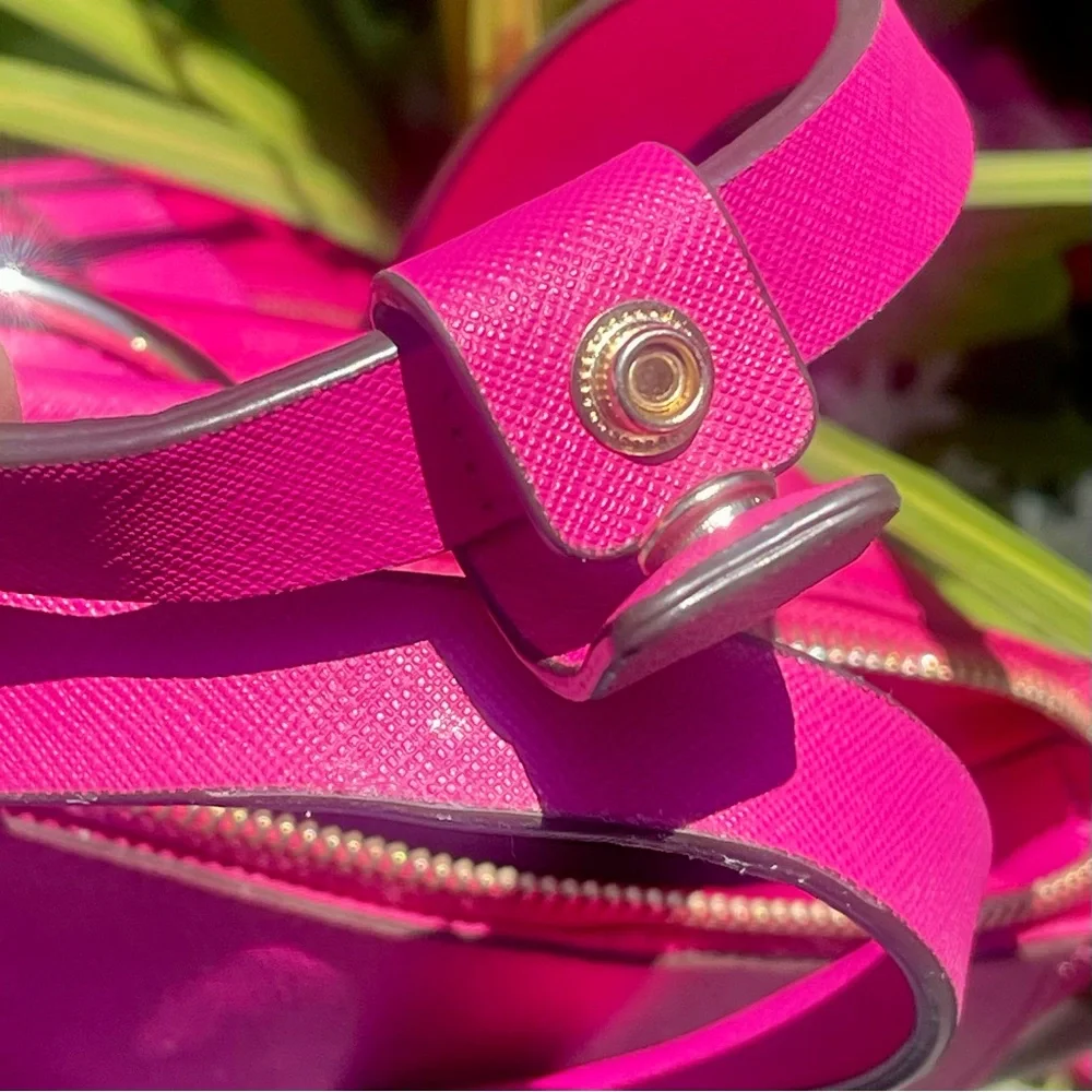 RARE Magenta Pink HENRI BENDEL Large Jetsetter Leather Convertible Backpack Bag - Picture 12 of 16